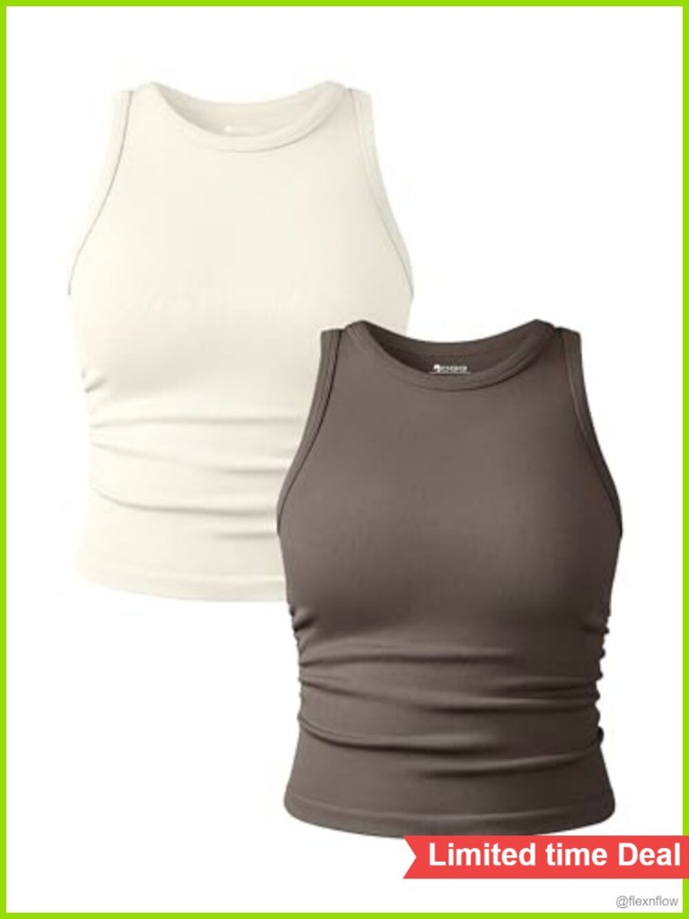 Women's 2 Piece Nylon Spandex Tank Tops Crew Neck Crop Camis Slim Fit